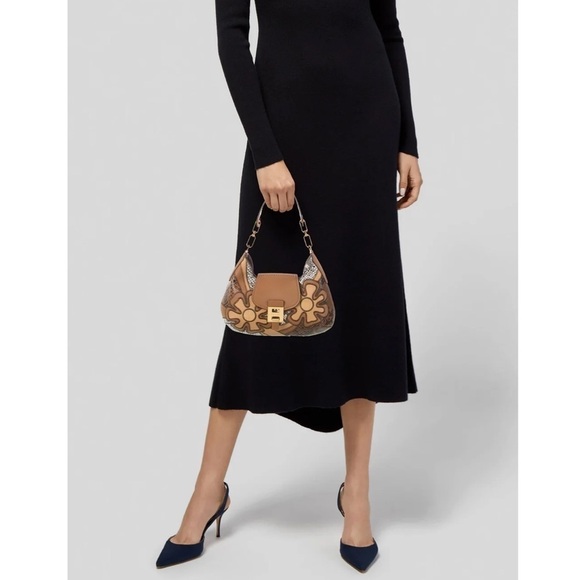 Michael Kors Bancroft Small Patchwork Snakeskin Leather Shoulder Bag - Picture 3 of 12